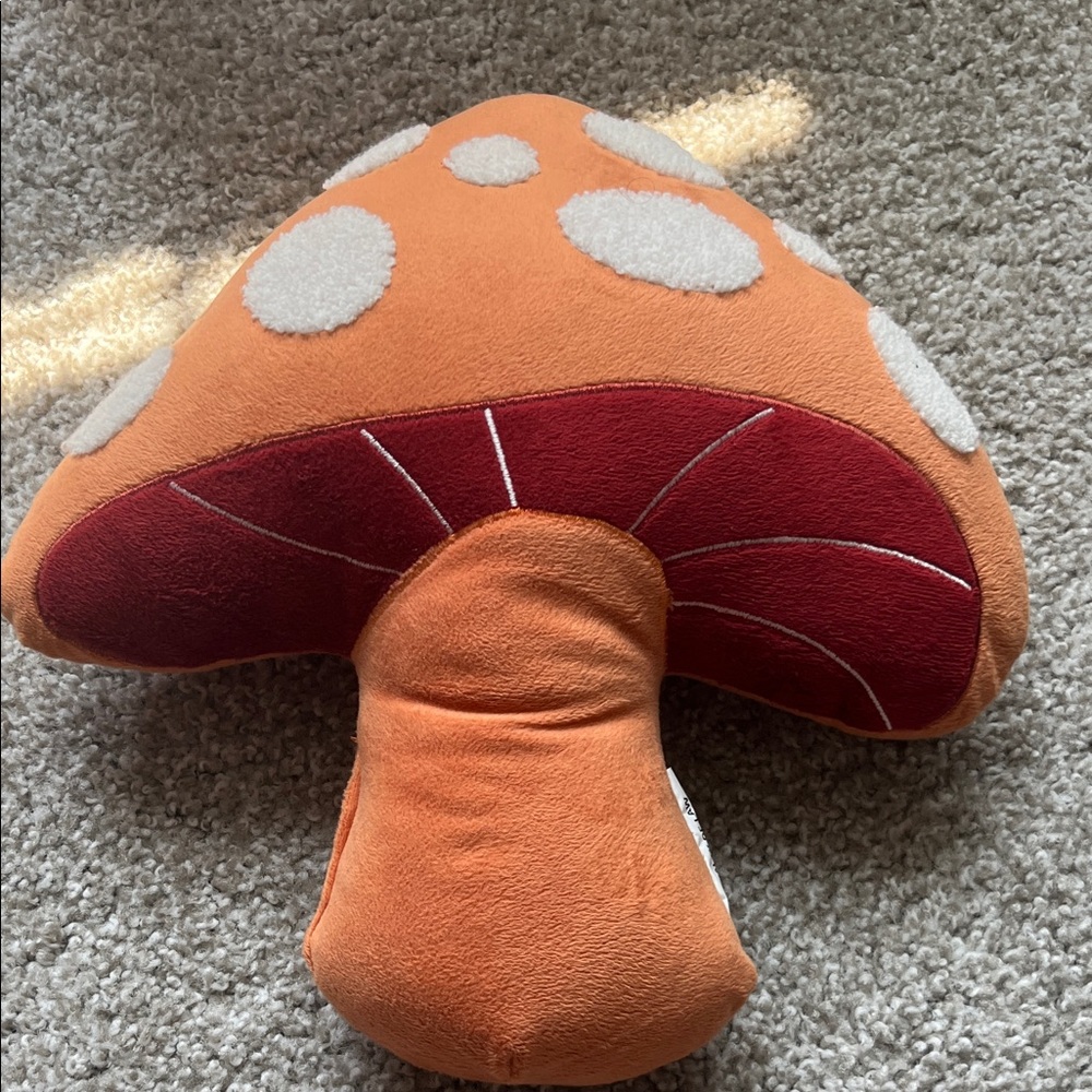 Cozy Orange and Red Mushroom Pillow